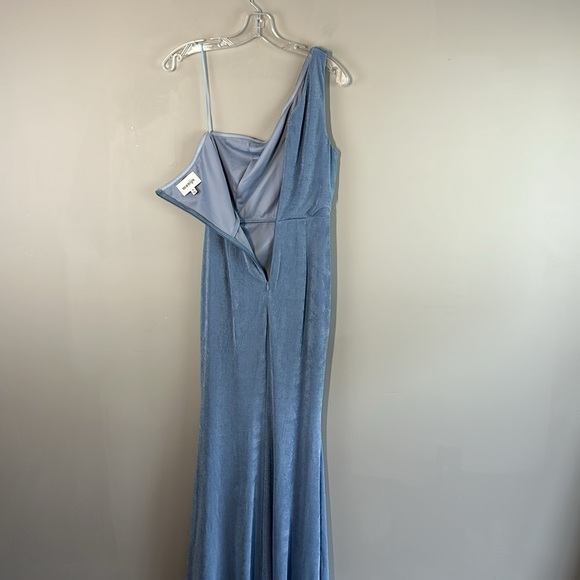 Maniju Periwinkle Blue One Shoulder Ruched Maxi Dress Size M - Picture 14 of 16